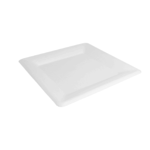 10 Grandes Assiettes 100% biodégradables Carrées blanches 26cm