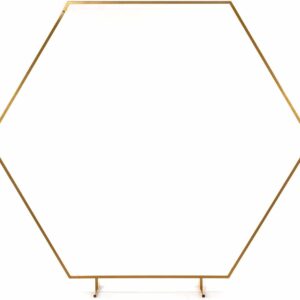 Arche Hexagonale Dorée en Acier pour Cérémonie de Mariage H 220 cm x L 240 cm
