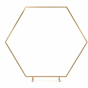 Arche Hexagonale Dorée en Acier pour Cérémonie de Mariage H 220 cm x L 240 cm